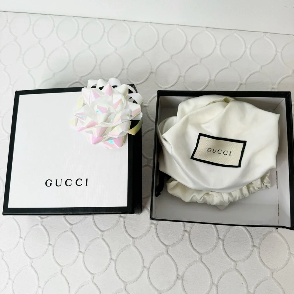 Gucci GG Thin Leather Belt with Double G Buckle Black Gold 70 - Picture 5 of 8